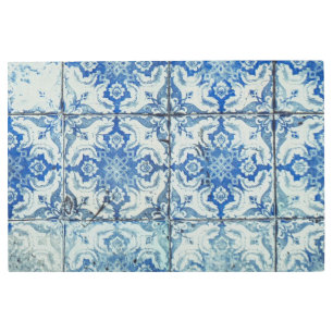 Impresión En Metal Patrón de mosaico portugués antiguo vintage - Azul