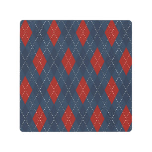 Impresión En Metal Patrón de Navidades Royal Blue Argyle