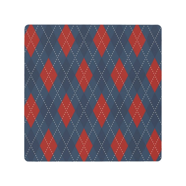 Impresión En Metal Patrón de Navidades Royal Blue Argyle (Anverso)