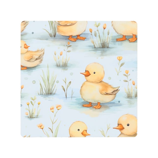 Impresión En Metal Patrón de patito adorable (Anverso)