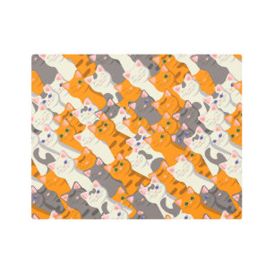 Impresión En Metal Patrón diagonal del gato negro jengibre