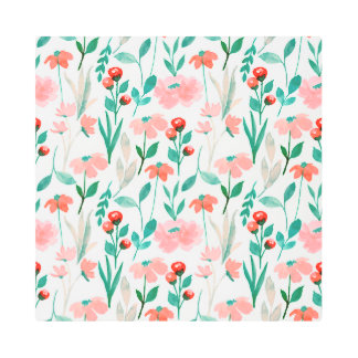 Impresión En Metal Patrón floral color de agua verde rosa y oliva de