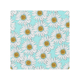 Impresión En Metal Patrón floral de margarita azul