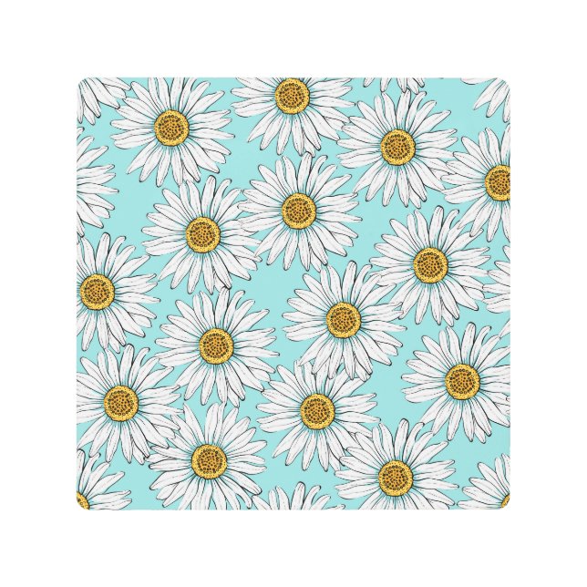 Impresión En Metal Patrón floral de margarita azul (Anverso)