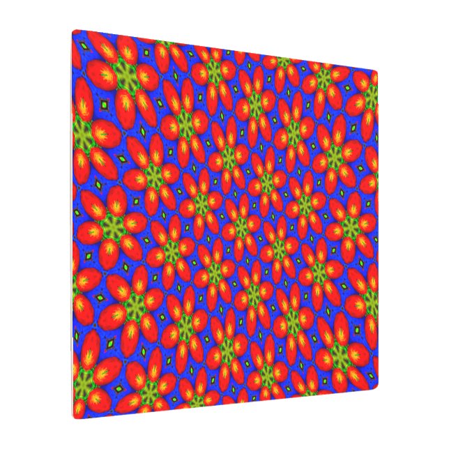 Impresión En Metal Patrón floral rojo curado (Angulado)