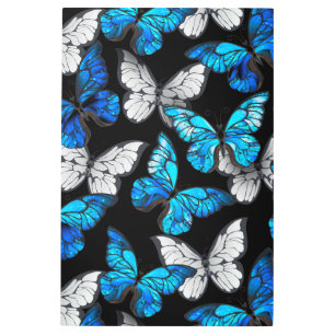 Impresión En Metal Patrón oscuro sin foco con mariposas azules morfo