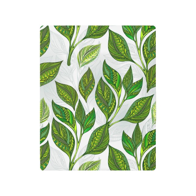 Impresión En Metal Patrón sin inconvenientes con hojas de té verdes (Anverso)