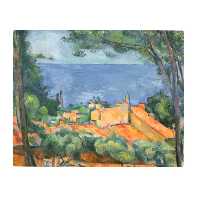 Impresión En Metal Paul Cezanne - Estaque con techos rojos (Anverso)