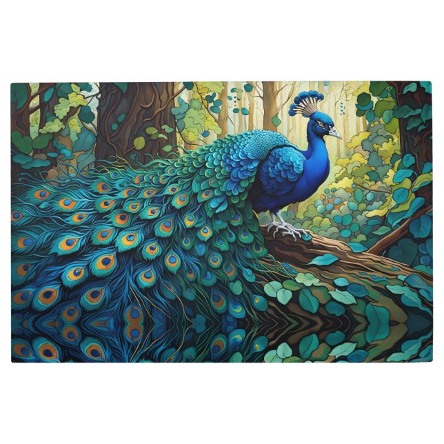 Impresión En Metal Peacock en el bosque (Anverso)
