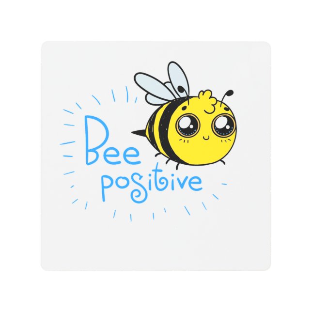 Impresión En Metal Pensamiento positivo de abeja positiva (Anverso)