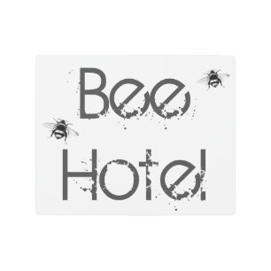 Impresión En Metal Pequeño Rótulo - Bee Hotel