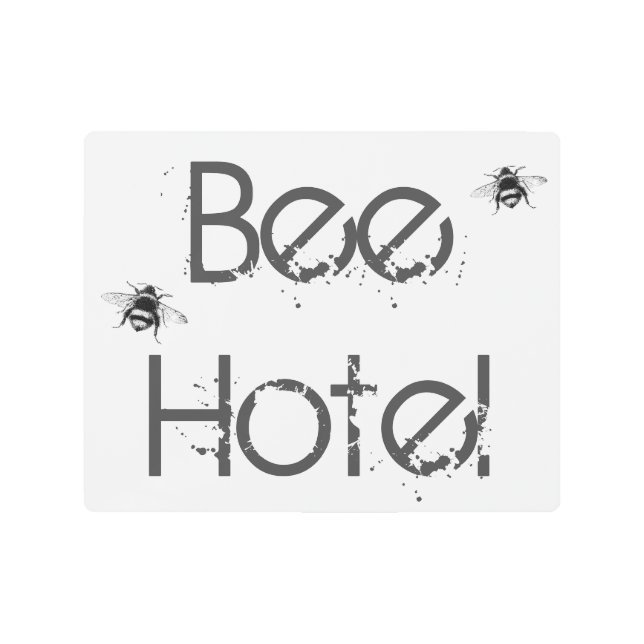 Impresión En Metal Pequeño Rótulo - Bee Hotel (Anverso)