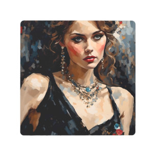 Impresión En Metal Pequeño vestido negro