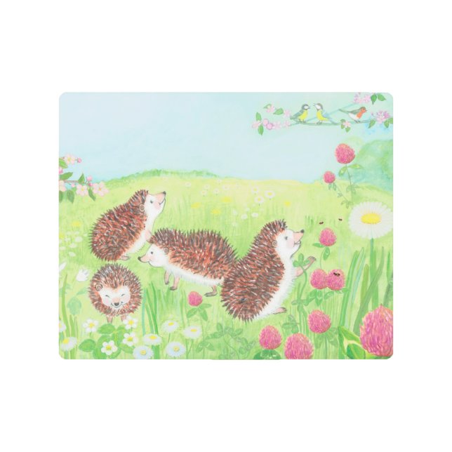 Impresión En Metal Pequeños erizos en la pradera (Anverso)