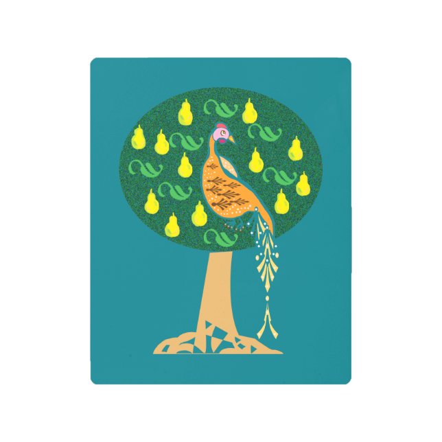 Impresión En Metal Perdiz en un árbol de pera (Anverso)