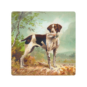 Impresión En Metal Perro cazador con pájaro en la boca