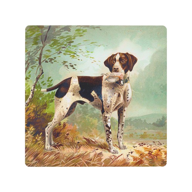 Impresión En Metal Perro cazador con pájaro en la boca (Anverso)