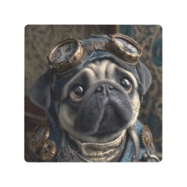 Impresión En Metal Perro de pug de vapor