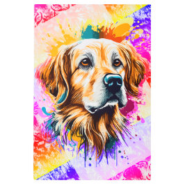 Impresión En Metal Perro del Golden Retriever - Colorful Golden Retri
