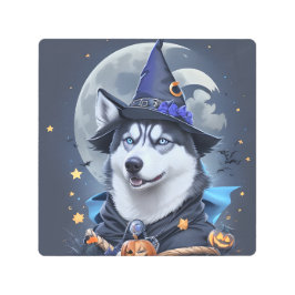 Impresión En Metal Perro Husky Encantado: Magnífico Delight Halloween