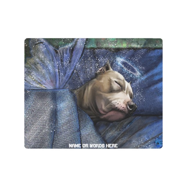 Impresión En Metal Perro Pitbull Ángel Simpatía Pérdida Pésame  (Anverso)