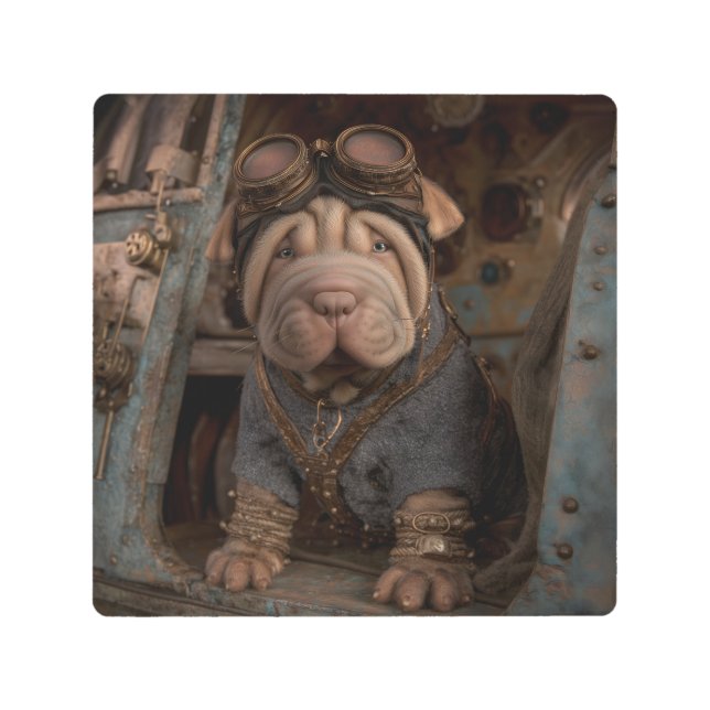 Impresión En Metal Perro Steampunk (Anverso)