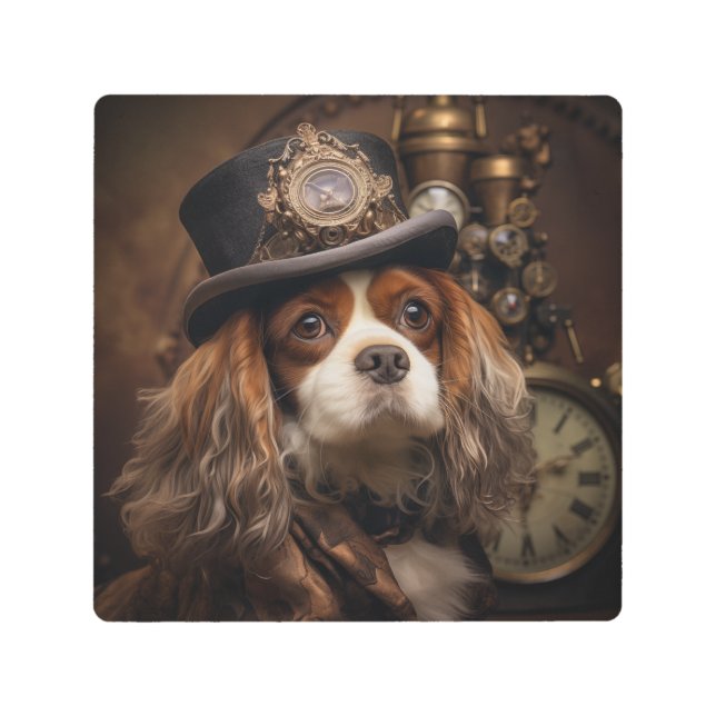 Impresión En Metal Perro Steampunk (Anverso)