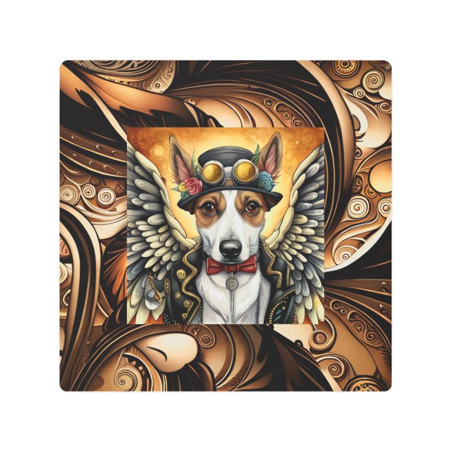Impresión En Metal Perro Steampunk con alas (Anverso)