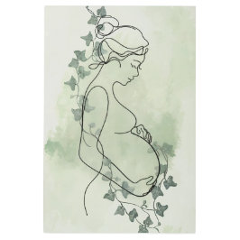 Impresión En Metal Personalizable Minimalista de línea de embarazo