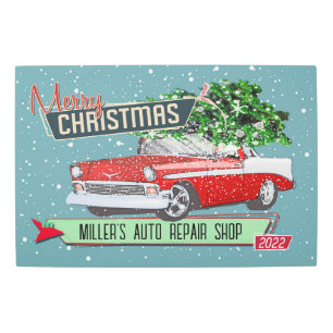 Impresión En Metal Personalizable Retro Navidades de coches clásicos 