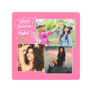 Impresión En Metal Personalizado amigo feliz Collage de fotos de cump
