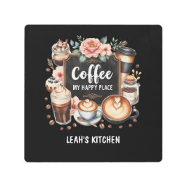 Impresión En Metal ☕ Personalizado Coffeecore Kitchen Cafe Happy Plac