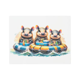 Impresión En Metal Personalizado Cute Armadillos Divirtiéndose De Tub