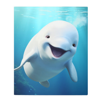 Impresión En Metal Personalizado de ballenas Beluga Océano Ártico ver