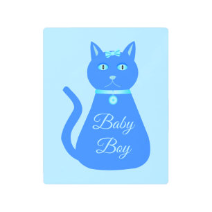 Impresión En Metal Personalizado de gato de niño pequeño azul