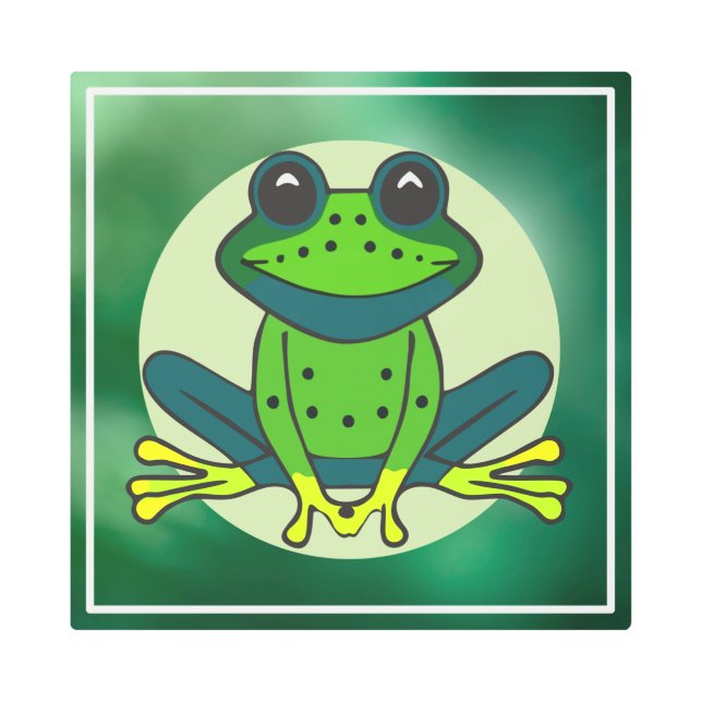 Impresión En Metal Personalizado de rana verde (Anverso)
