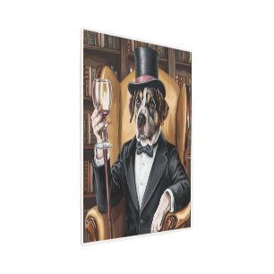 Impresión En Metal Personalizado Gentleman Dog Portrait - Wine Lover 