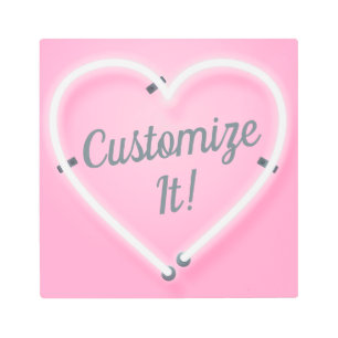 Impresión En Metal Personalizar Su texto Rótulo de Neón Rosa