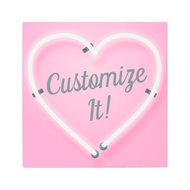 Impresión En Metal Personalizar Su texto Rótulo de Neón Rosa (Anverso)