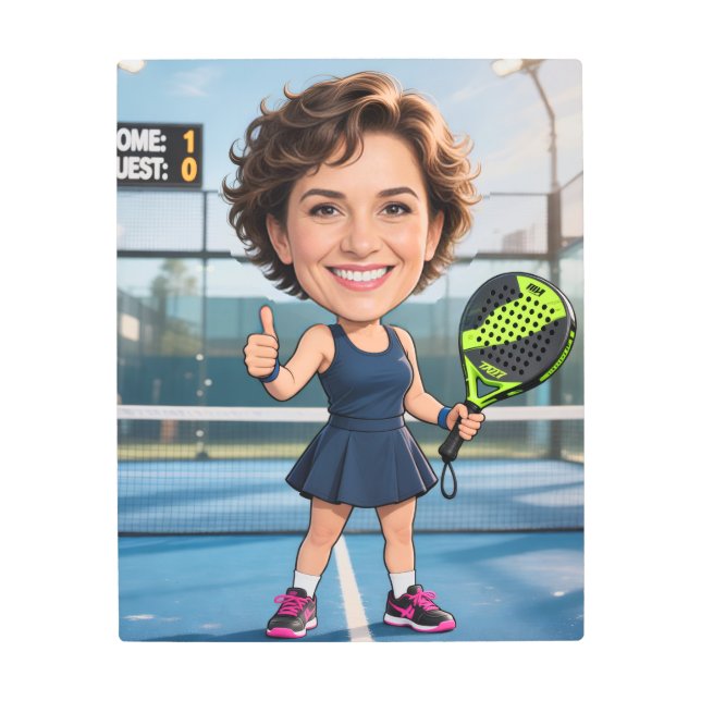 Impresión En Metal Personalized Paddle/Pickleball Star Caricature Art (Anverso)