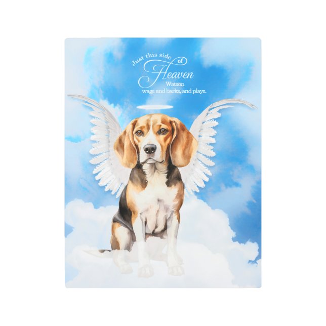 Impresión En Metal Pet Memorial Beagle Angel Dog's Name (Anverso)