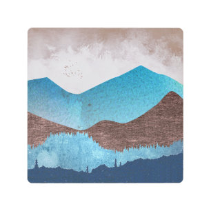 Impresión En Metal Picos de montaña azul