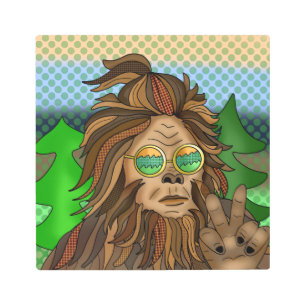 Impresión En Metal Pie grande Retro   Pop Art Sasquatch