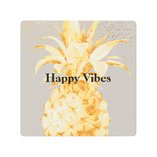 Impresión En Metal Piedra crema beige amarillo oro piña