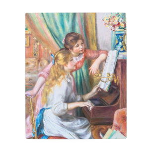 Impresión En Metal Pierre Auguste Renoir - Jóvenes Chicas en el piano