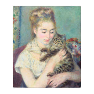 Impresión En Metal Pierre-Auguste Renoir - Mujer con un gato