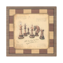 Impresión En Metal Piezas de ajedrez y ajedrez antiguas, regalo para 
