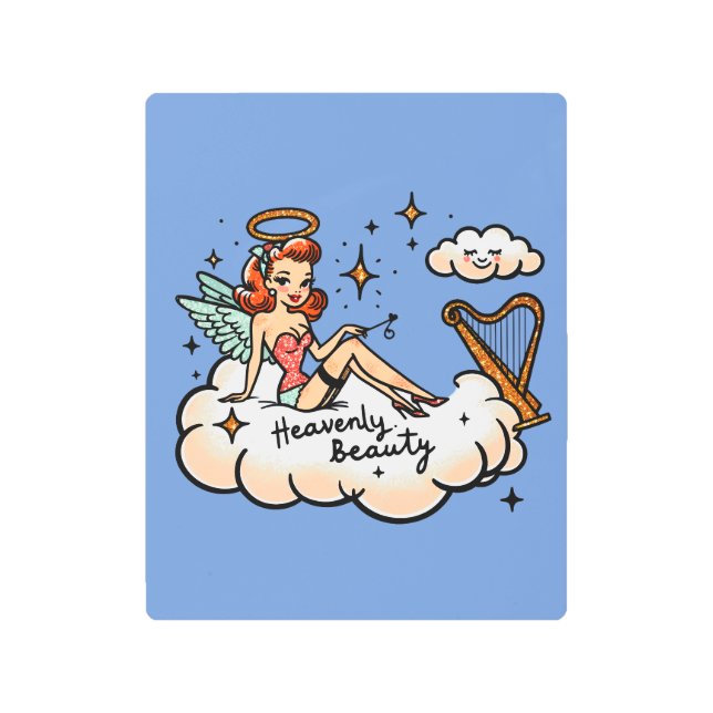 Impresión En Metal Pin-up de belleza celestial retro (Anverso)