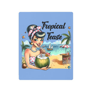 Impresión En Metal Pin-up de la tease tropical retro