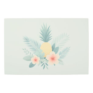 Impresión En Metal Piña floral y Hawaiana